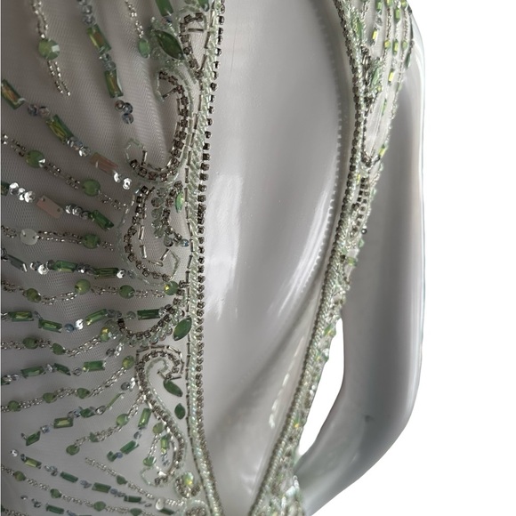 JVN by Jovani White and Green Long Sleeve Dress - Picture 5 of 9